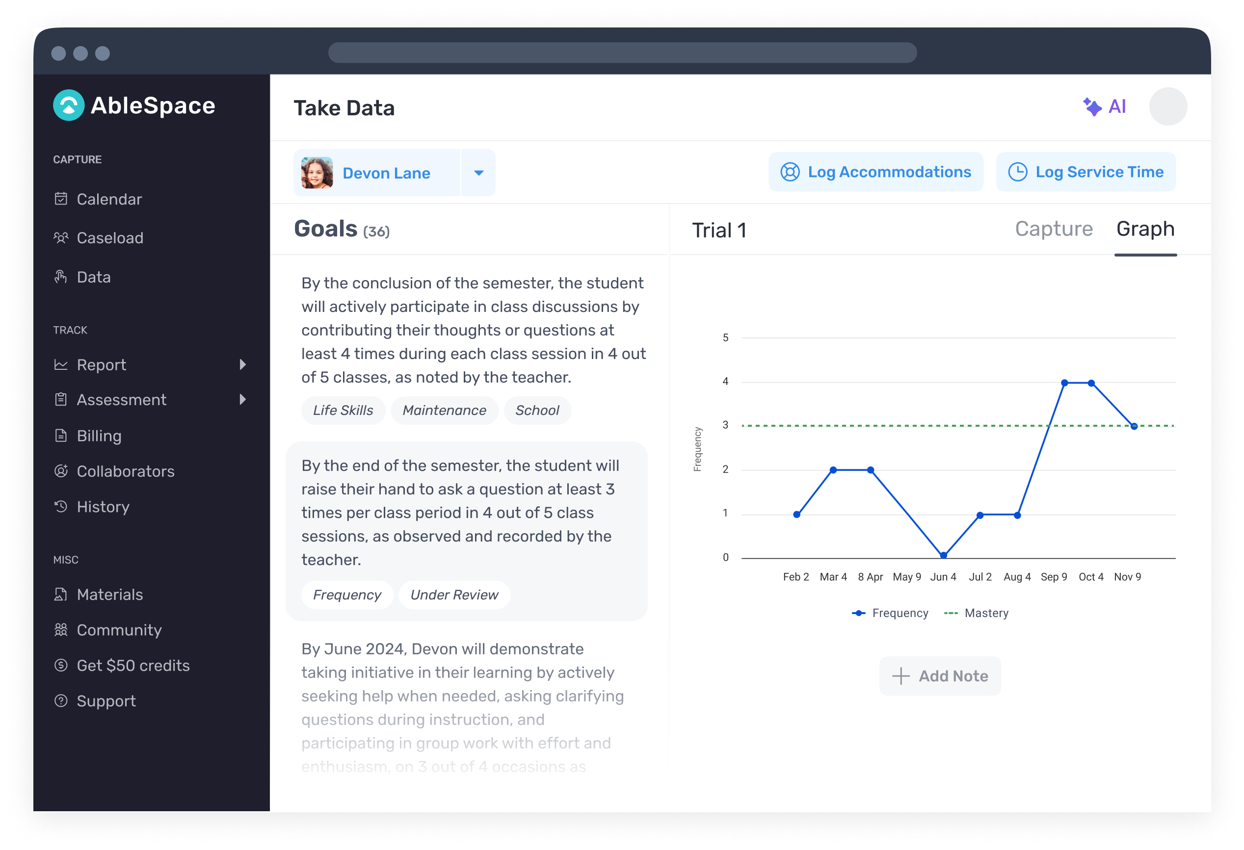 Collecting Frequency Data for an IEP Goal on AbleSpace