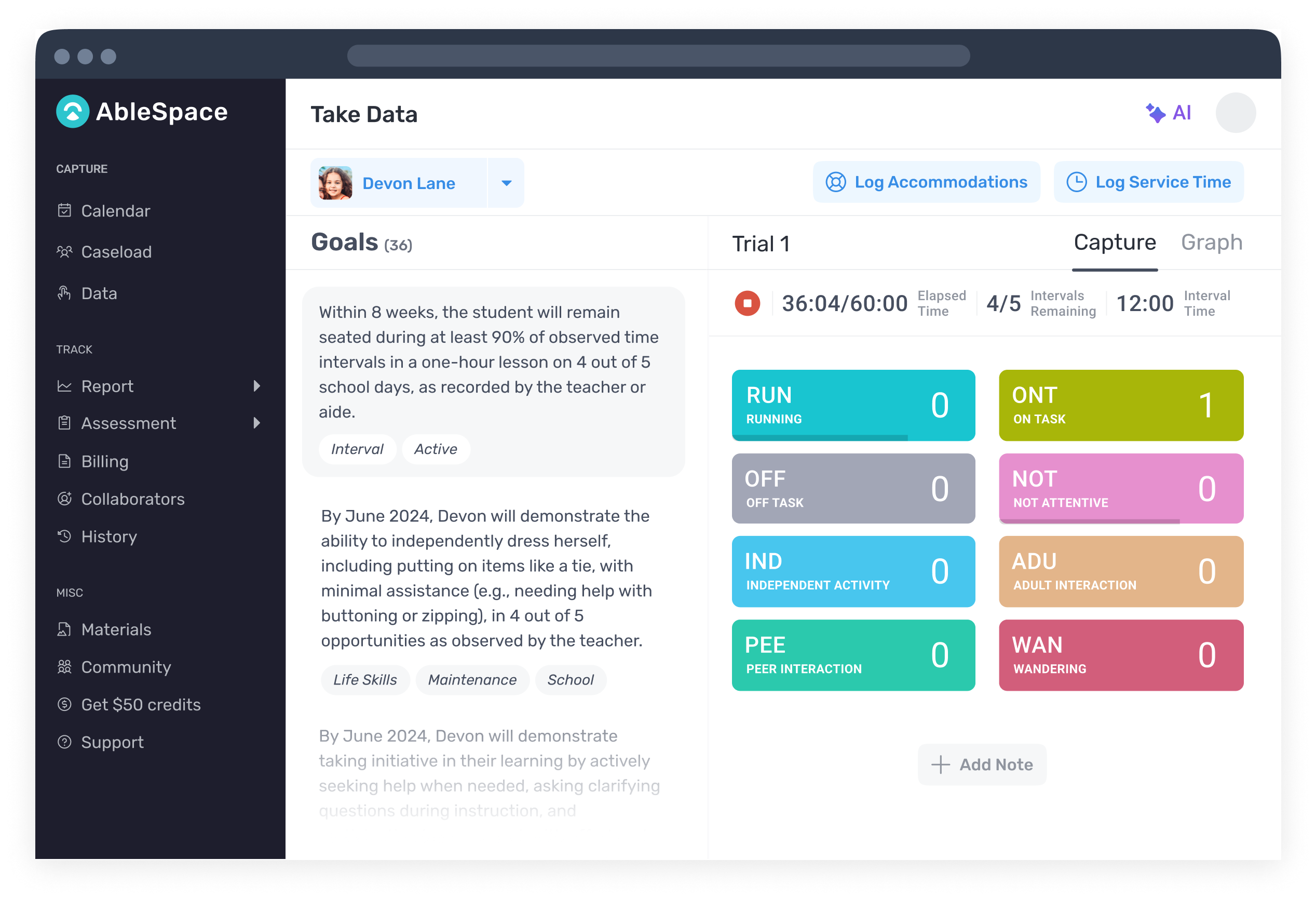 Collecting Interval Data for an IEP Goal on AbleSpace
